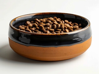 Wall Mural - A bowl of dog food on a white surface.