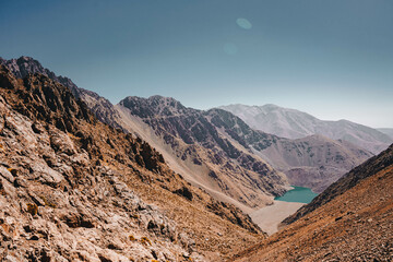 Lake Ifni located in the Toubkal National Park in the High Atlas Mountains of Morocco. 
