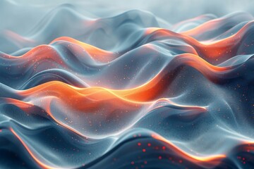 Wall Mural - this image features a digitally-generated abstract wavy texture with particles, glowing lines, and a