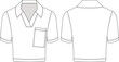 with pocket collared polo neck short sleeve long polo blouse top t-shirt-tee template technical drawing flat sketch cad mockup fashion woman design style model
