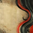 A black and red hair on the old paper background.