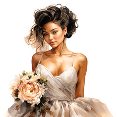 Wall Mural - bride with bouquet