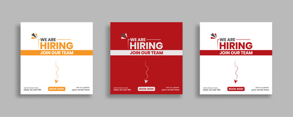 Wall Mural - We are hiring job vacancy social media post or square web banner template vector design	