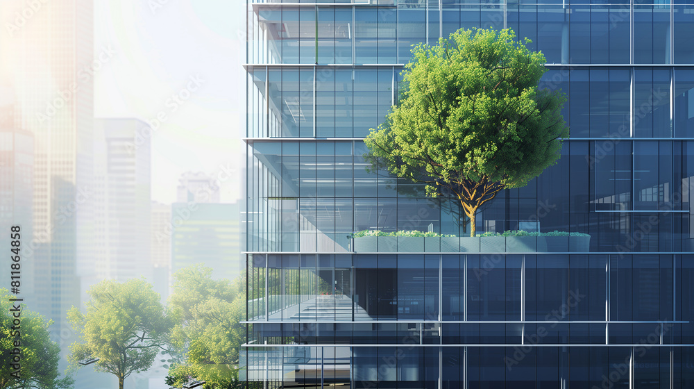 Tree Wrapped Around Building Illustration Stock A tree is growing on the roof of a building. The ...