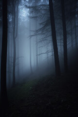 Wall Mural - night in the forest generative ai