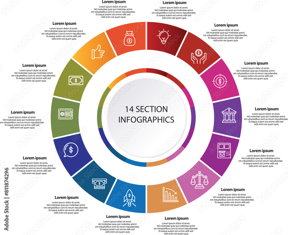 Collection of vector circle chart infographic templates for ...