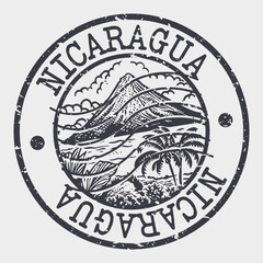 Wall Mural - Nicaragua, Stamp Postal. Silhouette Seal. Passport Round Design. Vector Icon. Design Retro Travel. National Symbol.	
