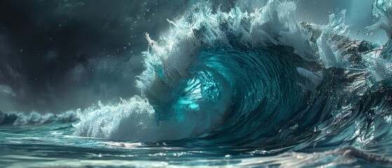 Canvas Print - a massive wave in the ocean (kitchen glass)