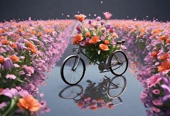 Sticker - bicycle and flowers