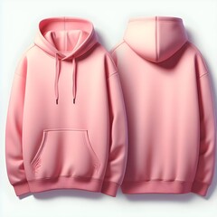 Wall Mural - blank pink hoodie template. front and back of hoodie in one image , increase the width size of image and show full hoodie, Hoodie sweatshirt long sleeve with clipping path