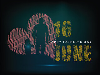 Wall Mural - Happy Fathers Day concept for flyer, banner or poster with image of a father holding his child hand and text 16th June.