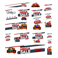 Sticker - Sale social media header or banner set for Happy Father's Day celebration.