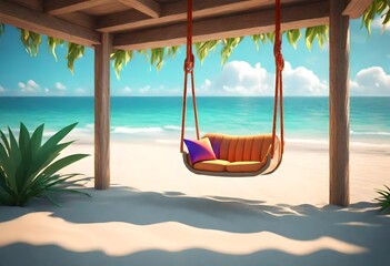 Wall Mural - hammock on beach