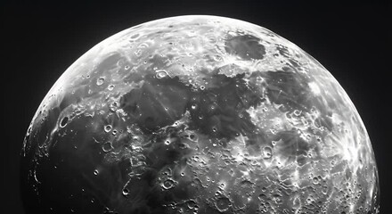 Wall Mural - Moon rotating in space, close up to moons surface