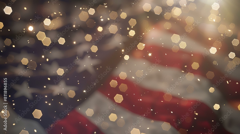 American flag background with bokeh effect. 3D illustration. Stock ...