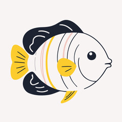 Vector illustration of a cute Angelfish for children book
