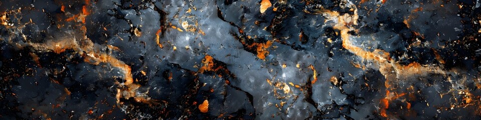 Leinwandbilder - Detailed Black Marble Texture with Golden Accents and Unique Patterns