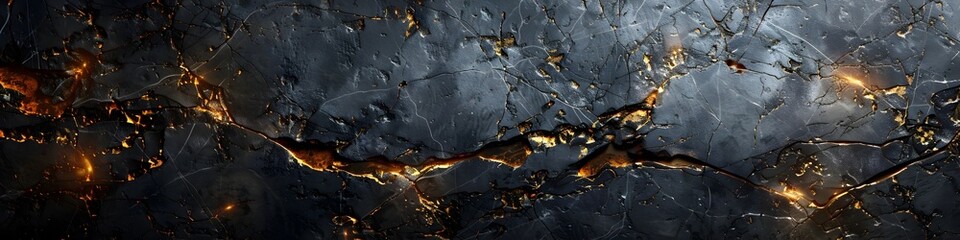 Leinwandbilder - Black Marble Textured Background with Intricate Cracked and Weathered Details for Luxury Design and Premium Branding Concepts