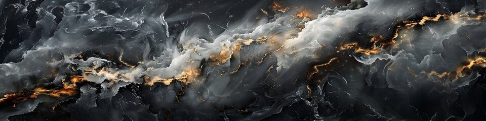 Leinwandbilder - Chaotic Marble Texture with Fiery Cracks and Scorched Patterns in Dark Monochrome Tones