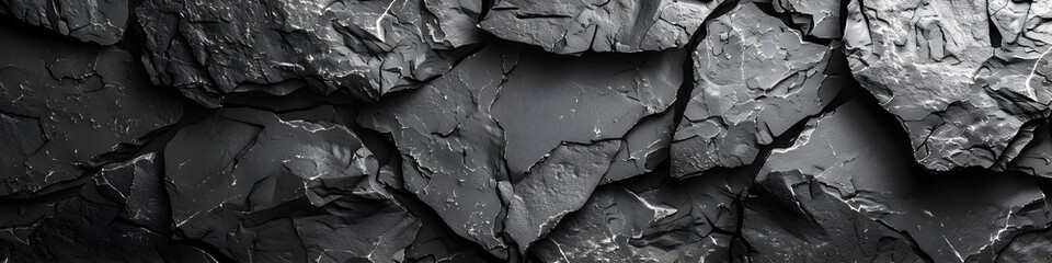 Leinwandbilder - Black marble texture background with rough weathered surface and complex patterns