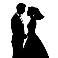 Wall Mural - Romantic Bride and groom vector silhouette