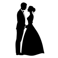 Wall Mural - Romantic Bride and groom vector silhouette