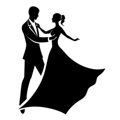 Wall Mural - Romantic Bride and groom vector silhouette