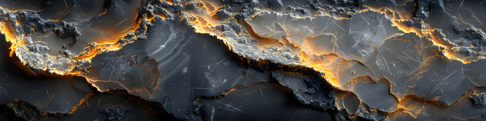 Aufkleber - Highly detailed close-up texture of a black marble surface with intricate fractal patterns,cracks,and rich gold accents,showcasing the natural beauty