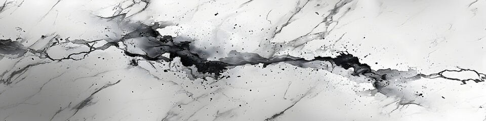 Fototapete - Dramatic Black and White Marble Texture Abstract Background with Captivating Organic Patterns and Fluid Movements