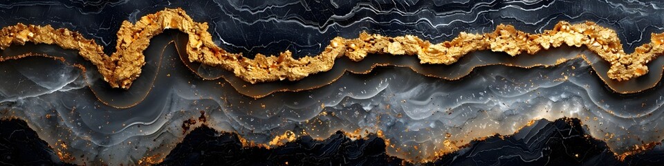 Poster - Mesmerizing Golden Vein Marble Texture Intricate Abstract Background Elegant Monochromatic Luxurious Decorative Stone Surface Pattern Geometric Art