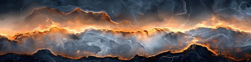 Leinwandbilder - Dramatic Moody Storm Clouds Over Rugged Marble Textured Landscape,Surreal Cinematic Fantasy Background Evoking Otherworldly Mystery and Power