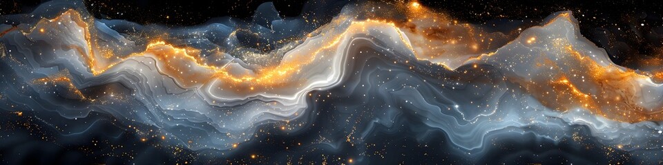 Leinwandbilder - Mesmerizing Marble Texture:Captivating Cosmic Swirls in Shades of Black,White and Grey