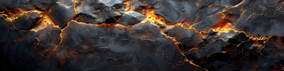 Poster - Dramatic Monochromatic Marble Texture with Intricate Patterns and Cracks