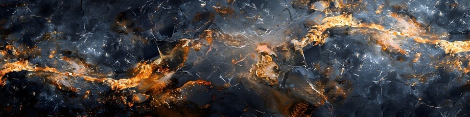 Aufkleber - Dramatic Black and Gold Marble Texture Showcasing Natural Fractal Patterns and Luxurious Elegance
