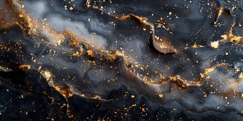 Aufkleber - Mesmerizing Marble Masterpiece:A Captivating Abstract Backdrop of Swirling Shades and Gilded Accents