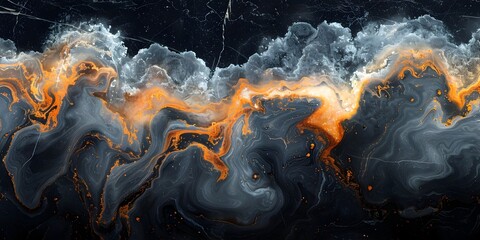 Aufkleber - Captivating Abstract Marble Texture with Fiery Swirls and Ethereal Monochrome Patterns