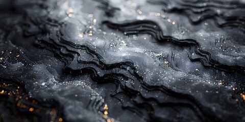 Leinwandbilder - Dramatic and Mesmerizing Black Marble Texture with Flowing Liquid Patterns and Waves of Light