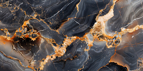 Fototapete - Captivating Black Marble Texture with Vibrant Golden Veins and Intricate Patterns Showcasing the Beauty of Natural Geology