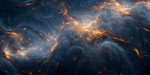 Poster - Captivating Cosmic Eruption:Swirling Celestial Dance of Lights and Flames