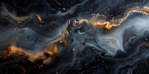 Leinwandbilder - Captivating Black Marble Backdrop with Mesmerizing Fluid Patterns and Dynamic Swirls,Ideal for Premium Lifestyle and Design Concepts