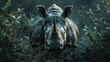 A rhinoceros in its natural habitat