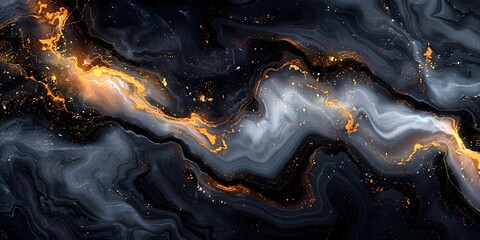Fototapete - Ethereal Marble Flows:A Captivating Monochromatic of Fluid Dynamics and Natural Elegance
