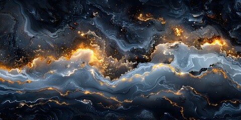 Wall Mural - Mesmerizing Swirls and Textures of a Dramatic Black Marble Backdrop