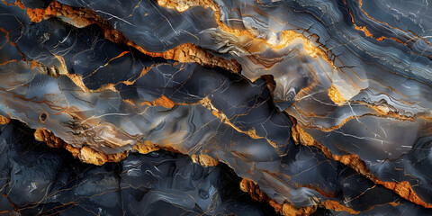 Aufkleber - Captivating Monochrome Marble Texture with Fiery Veins and Dramatic Lighting for Premium Backgrounds and Designs