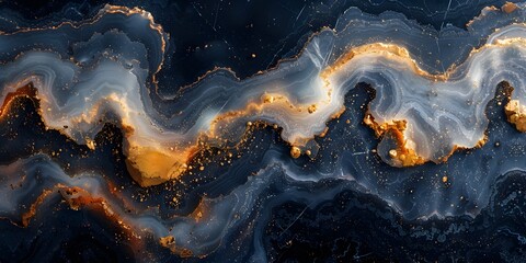 Poster - Captivating Swirls of Black and Gold Marble Abstract Background with Intricate Patterns and Textures
