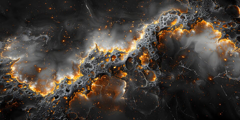 Leinwandbilder - Captivating Cosmic Marble:Fiery Explosion of Dark and Light Abstractions