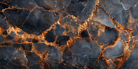 Poster - Elegant and Intense Dark Marble Texture with Fiery Molten Gradient Patterns for High-End Luxury Designs and Wallpapers