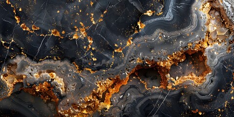Aufkleber - Captivating Black Marble Texture with Intricate Patterns and Golden Veins