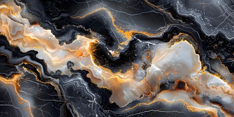 Leinwandbilder - Stunning Marble Texture with Dynamic Swirling Patterns and Golden Accents