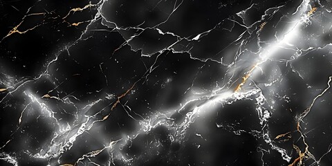 Poster - Black Marble Textured Background with Intricate Patterns and Fractures for Luxury Decor and Design